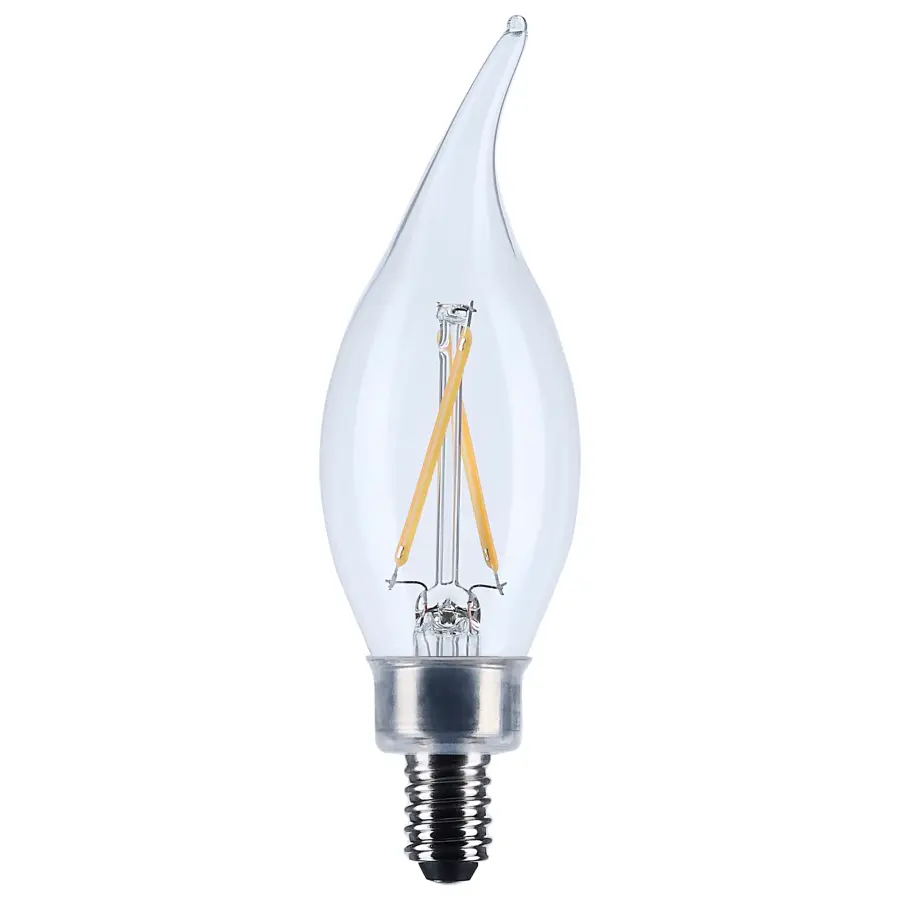 3 Watt CA10 LED Filament - Clear - Candelabra base - 90 CRI - 2700K - 120 Volt - Image 1
