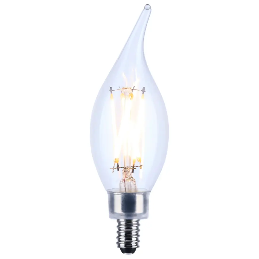 4 Watt CA10 LED Filament - Clear - Candelabra base - 90 CRI - 3000K - 120 Volt - Image 2