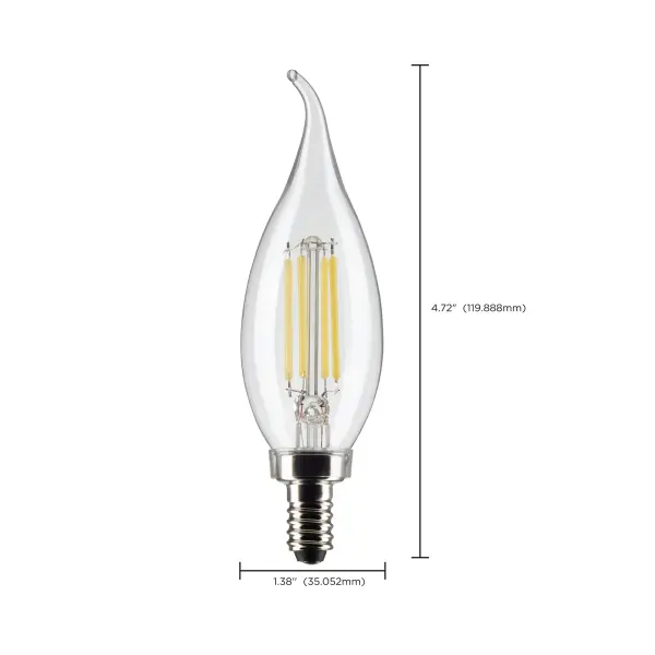 4 Watt CA10 LED Filament - Clear - Candelabra base - 90 CRI - 5000K - 120 Volt - Image 10
