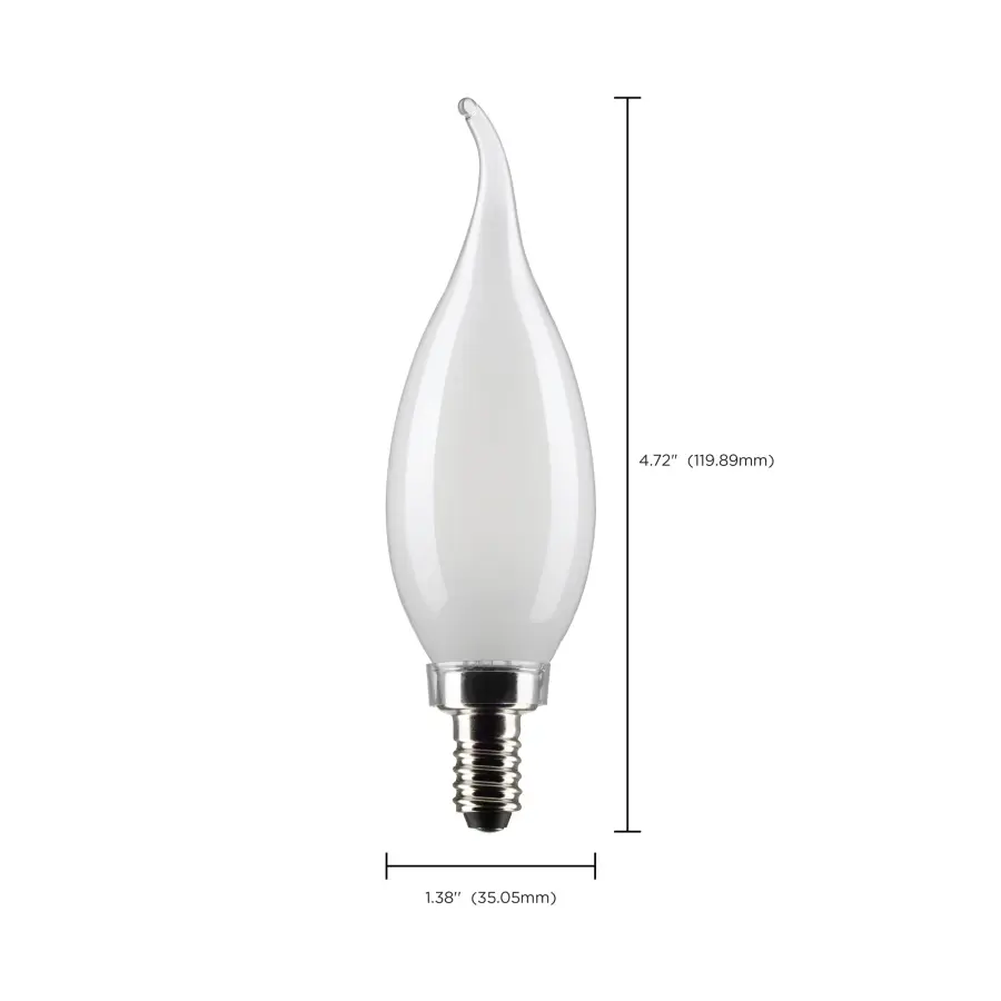 4 Watt CA10 LED Filament - Frost - Candelabra base - 90 CRI - 3000K - 120 Volt - Image 10