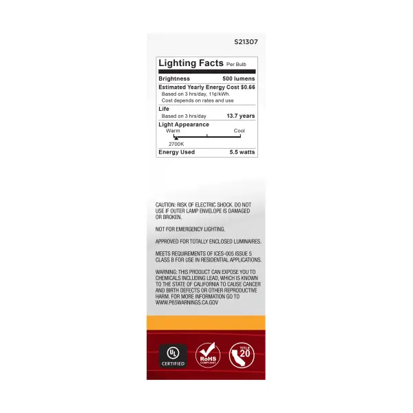 5.5 Watt CA10 LED Filament - Frost - Candelabra base - 90 CRI - 2700K - 120 Volt - Image 7