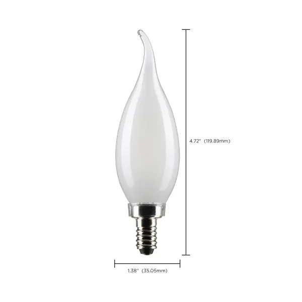 5.5 Watt CA10 LED Filament - Frost - Candelabra base - 90 CRI - 3000K - 120 Volt - Image 10