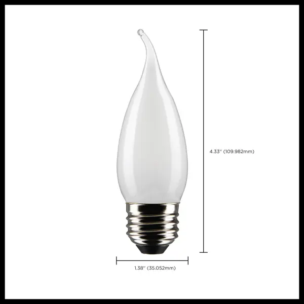 3 Watt CA10 LED Filament - Frost - Medium base - 90 CRI - 2700K - 120 Volt - Image 10