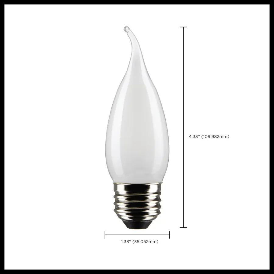 3 Watt CA10 LED Filament - Frost - Medium base - 90 CRI - 2700K - 120 Volt - Image 10