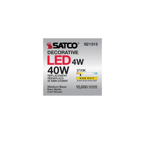 4 Watt CA10 LED Filament - Frost - Medium base - 90 CRI - 2700K - 120 Volt - Image 10