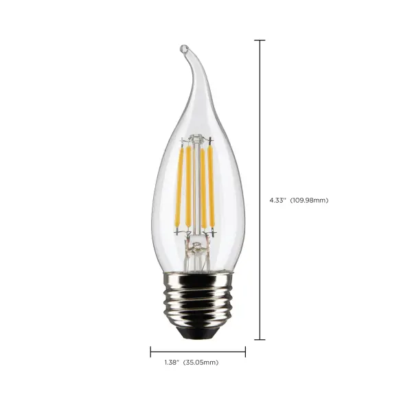 5.5 Watt CA10 LED Filament - Clear - Medium base - 90 CRI - 2700K - 120 Volt - Image 10