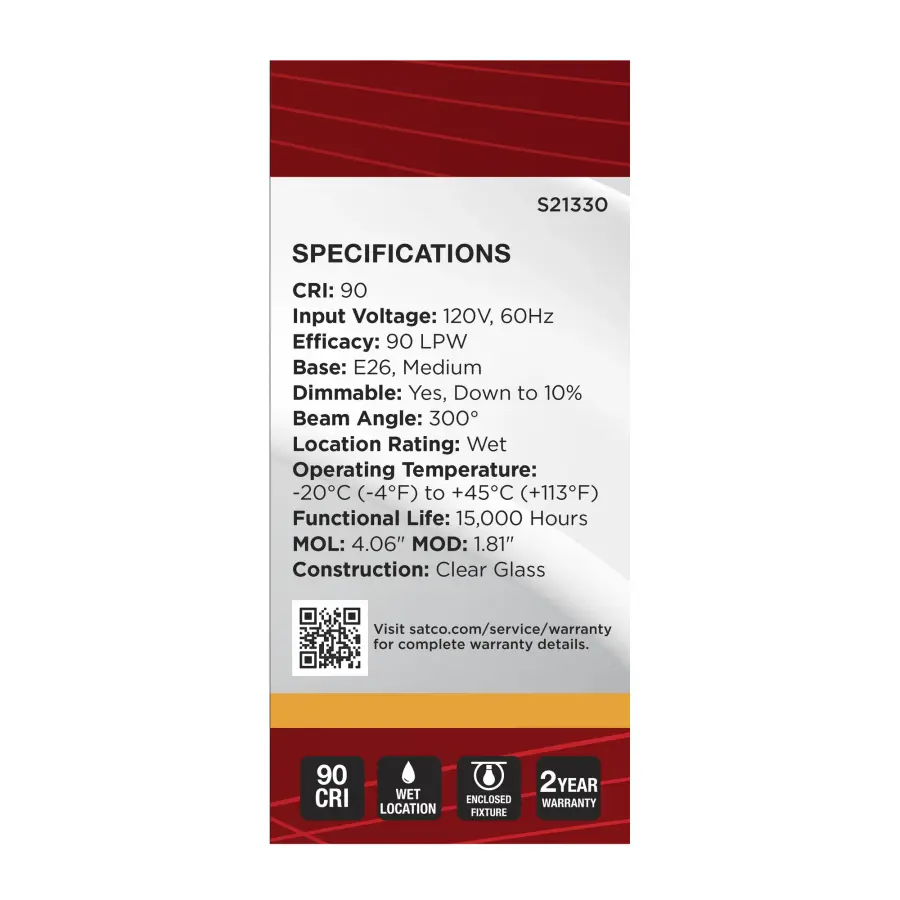 5 Watt BT15 LED Filament - Clear - Medium base - 90 CRI - 2700K - 120 Volt - Image 6