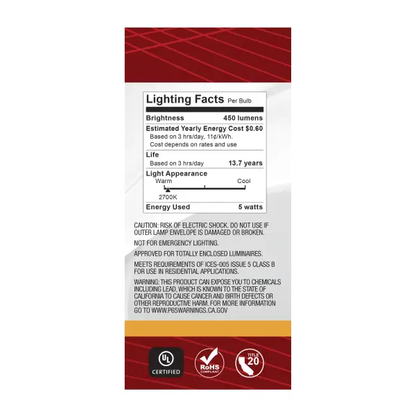 5 Watt BT15 LED Filament - Clear - Medium base - 90 CRI - 2700K - 120 Volt - Image 7