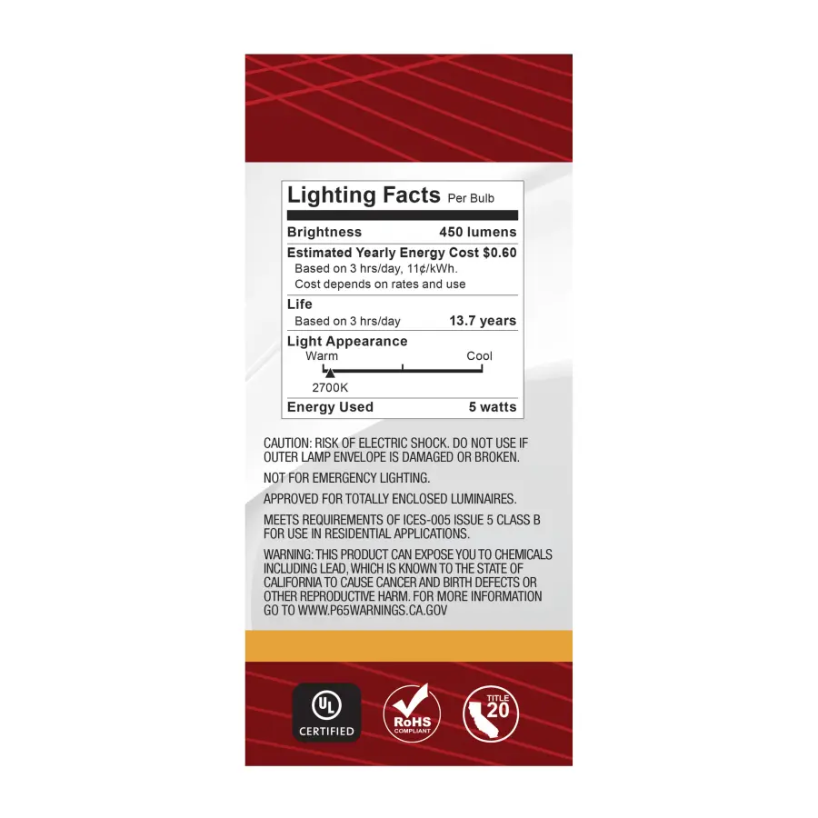 5 Watt BT15 LED Filament - Clear - Medium base - 90 CRI - 2700K - 120 Volt - Image 7