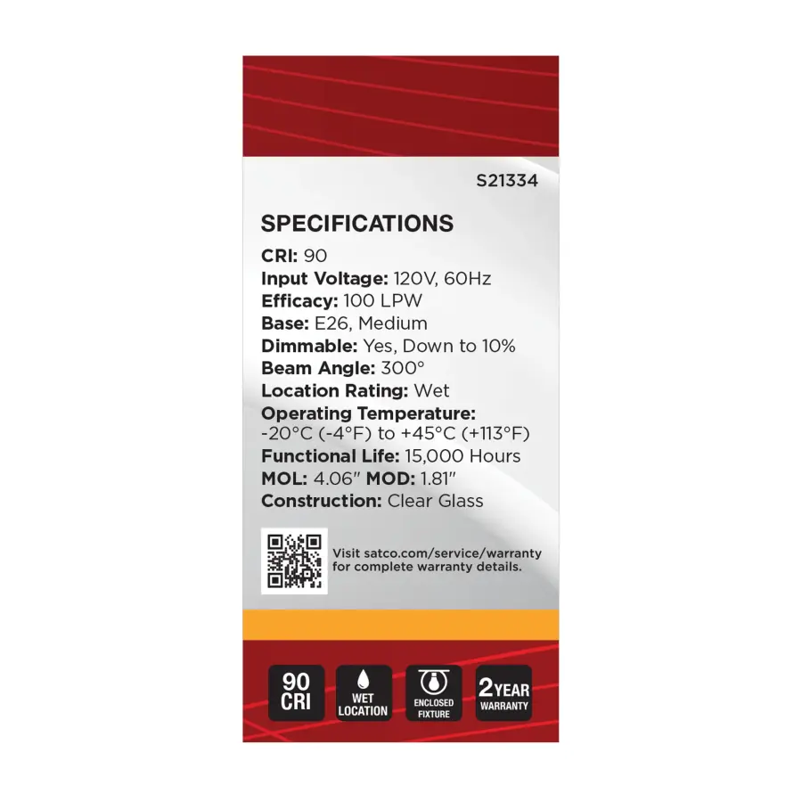 8 Watt BT15 LED Filament - Clear - Medium base - 90 CRI - 2700K - 120 Volt - Image 6