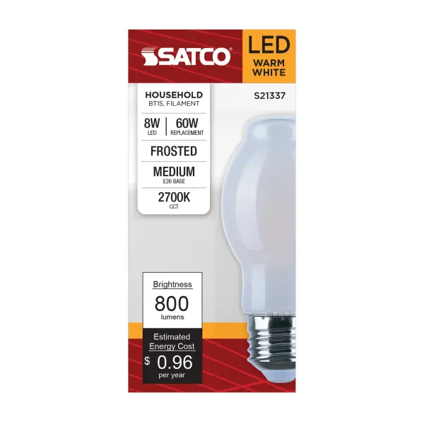 8 Watt BT15 LED Filament - White - Medium base - 90 CRI - 2700K - 120 Volt - Image 4