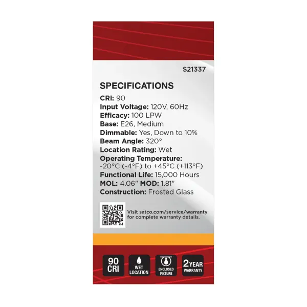 8 Watt BT15 LED Filament - White - Medium base - 90 CRI - 2700K - 120 Volt - Image 6