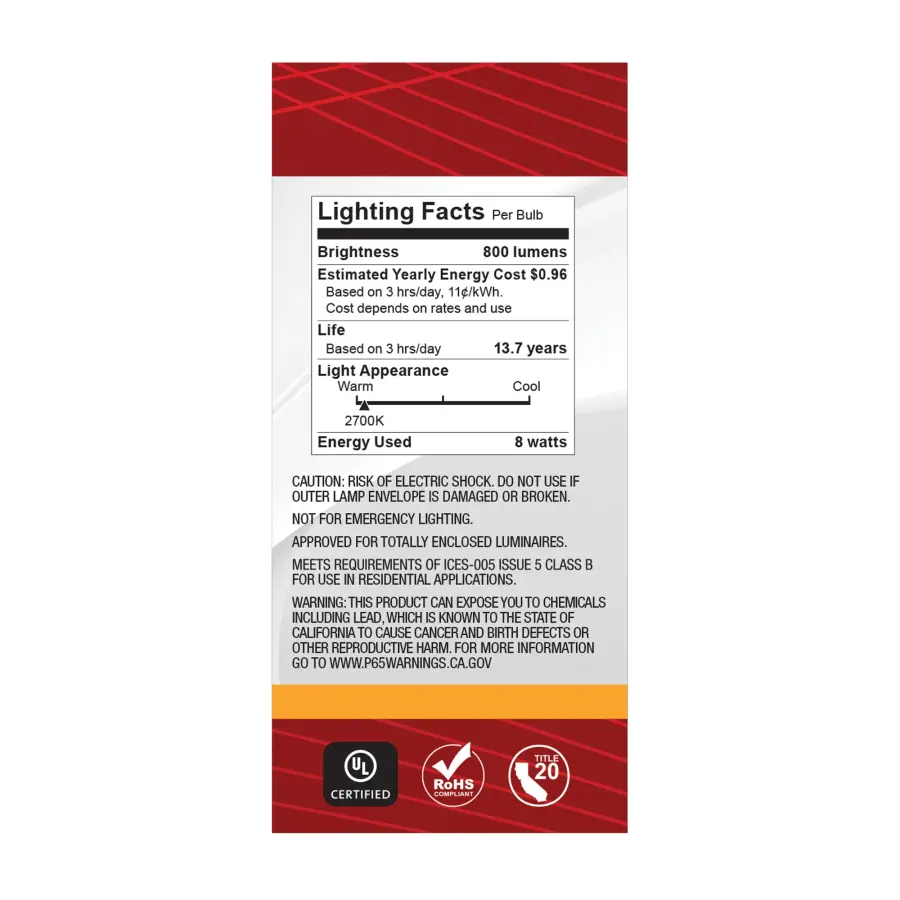 8 Watt BT15 LED Filament - White - Medium base - 90 CRI - 2700K - 120 Volt - Image 7