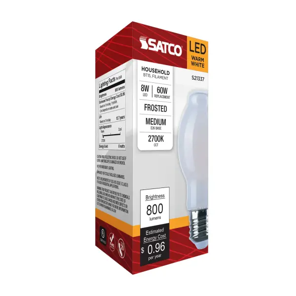 8 Watt BT15 LED Filament - White - Medium base - 90 CRI - 2700K - 120 Volt - Image 8