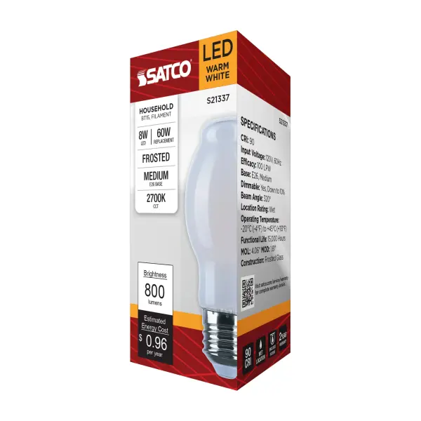8 Watt BT15 LED Filament - White - Medium base - 90 CRI - 2700K - 120 Volt - Image 9