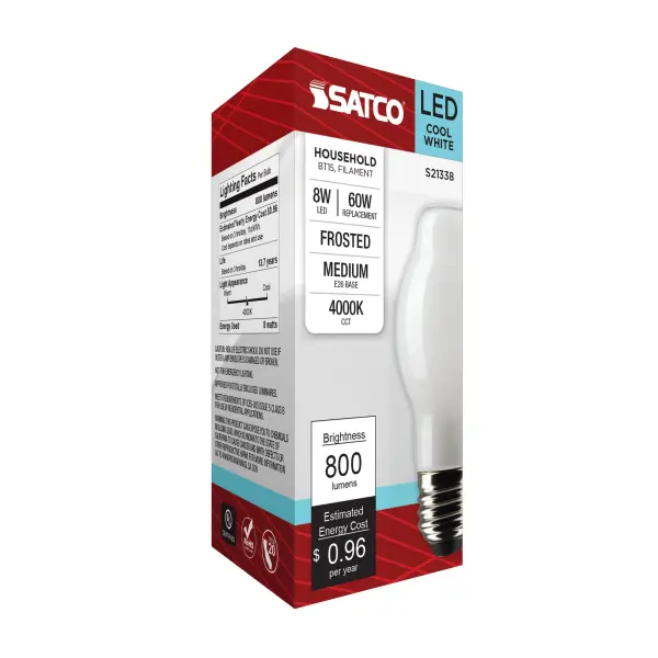 8 Watt BT15 LED Filament - White - Medium base - 90 CRI - 4000K - 120 Volt - Image 8