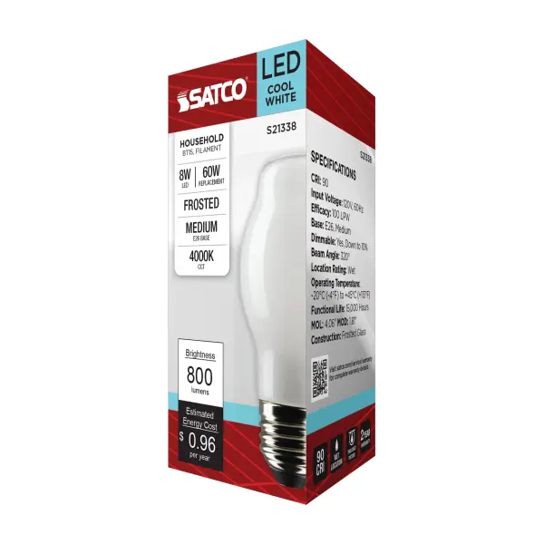 8 Watt BT15 LED Filament - White - Medium base - 90 CRI - 4000K - 120 Volt - Image 9