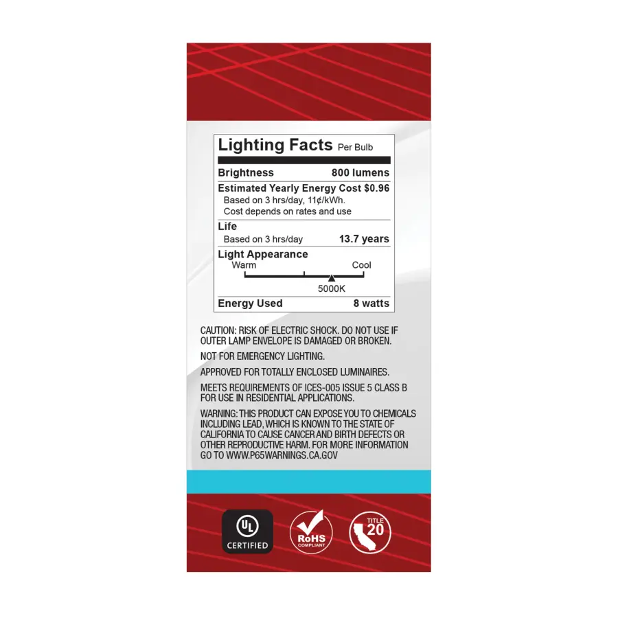 8 Watt BT15 LED Filament - White - Medium base - 90 CRI - 5000K - 120 Volt - Image 7