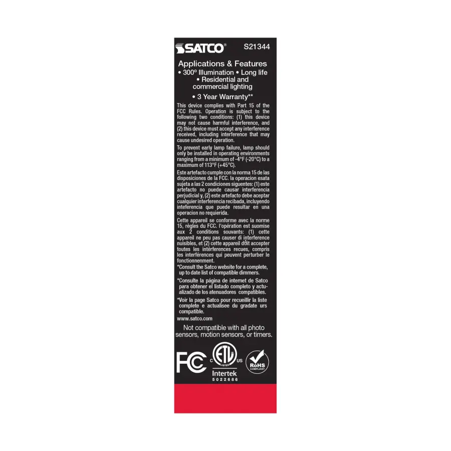 5.5 Watt T10 LED Filament - Clear - Medium base - 90 CRI - 2700K - 120 Volt - Image 8
