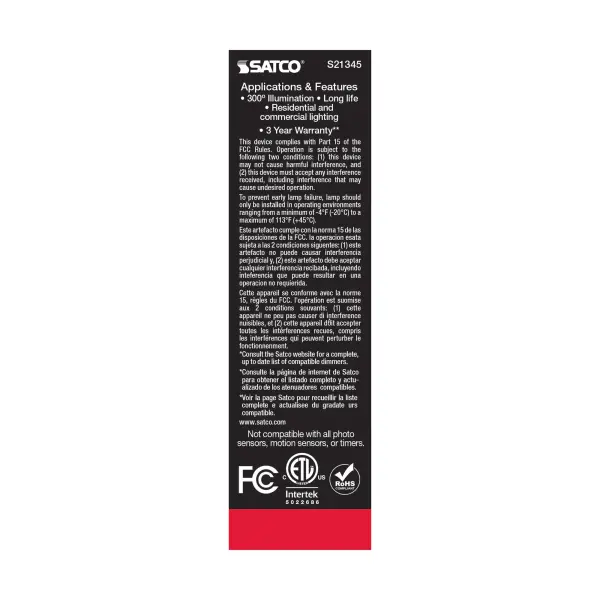 5.5 Watt T10 LED Filament - Clear - Medium base - 90 CRI - 3000K - 120 Volt - Image 7