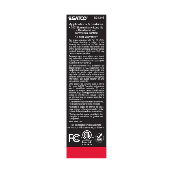 5.5 Watt T10 LED Filament - Clear - Medium base - 90 CRI - 4000K - 120 Volt - Image 8