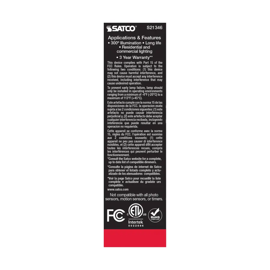 5.5 Watt T10 LED Filament - Clear - Medium base - 90 CRI - 4000K - 120 Volt - Image 8