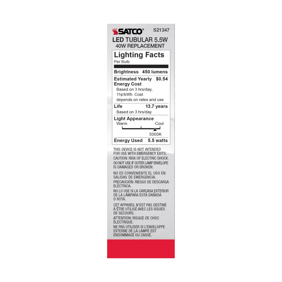 5.5 Watt T10 LED Filament - Clear - Medium base - 90 CRI - 5000K - 120 Volt - Image 6