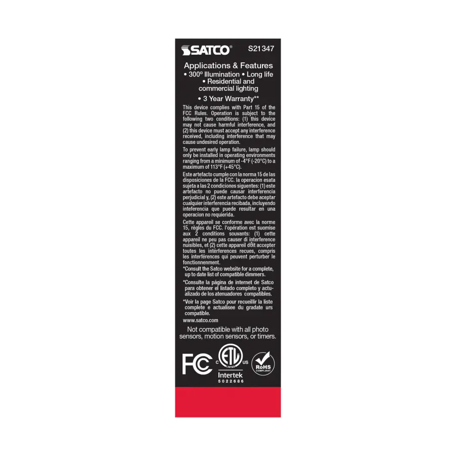 5.5 Watt T10 LED Filament - Clear - Medium base - 90 CRI - 5000K - 120 Volt - Image 7