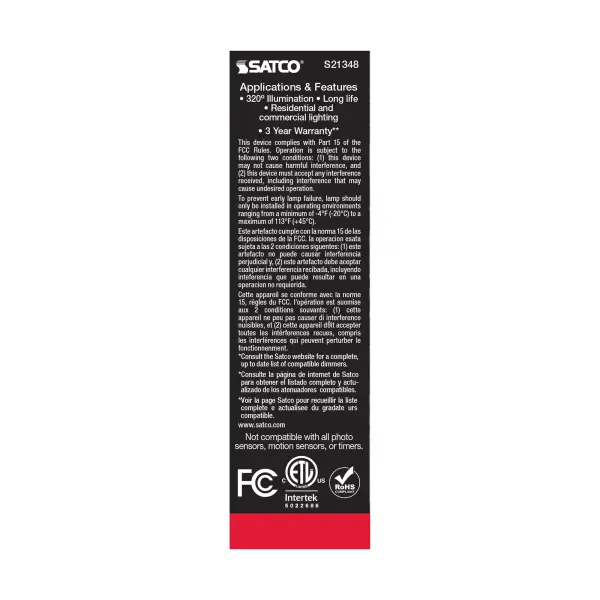 5.5 Watt T10 LED Filament - Frost - Medium base - 90 CRI - 3000K - 120 Volt - Image 7