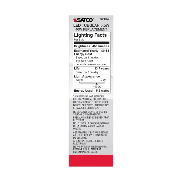 5.5 Watt T10 LED Filament - Frost - Medium base - 90 CRI - 4000K - 120 Volt - Image 6