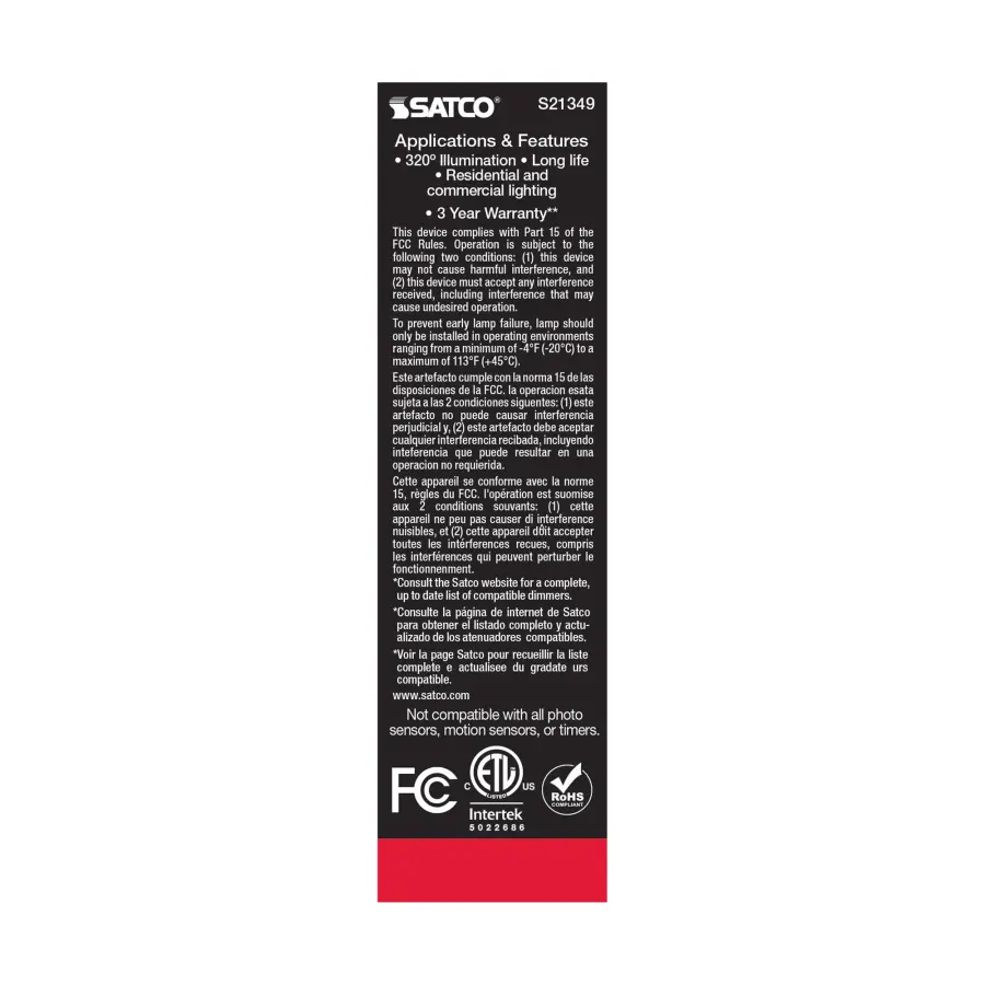 5.5 Watt T10 LED Filament - Frost - Medium base - 90 CRI - 4000K - 120 Volt - Image 7
