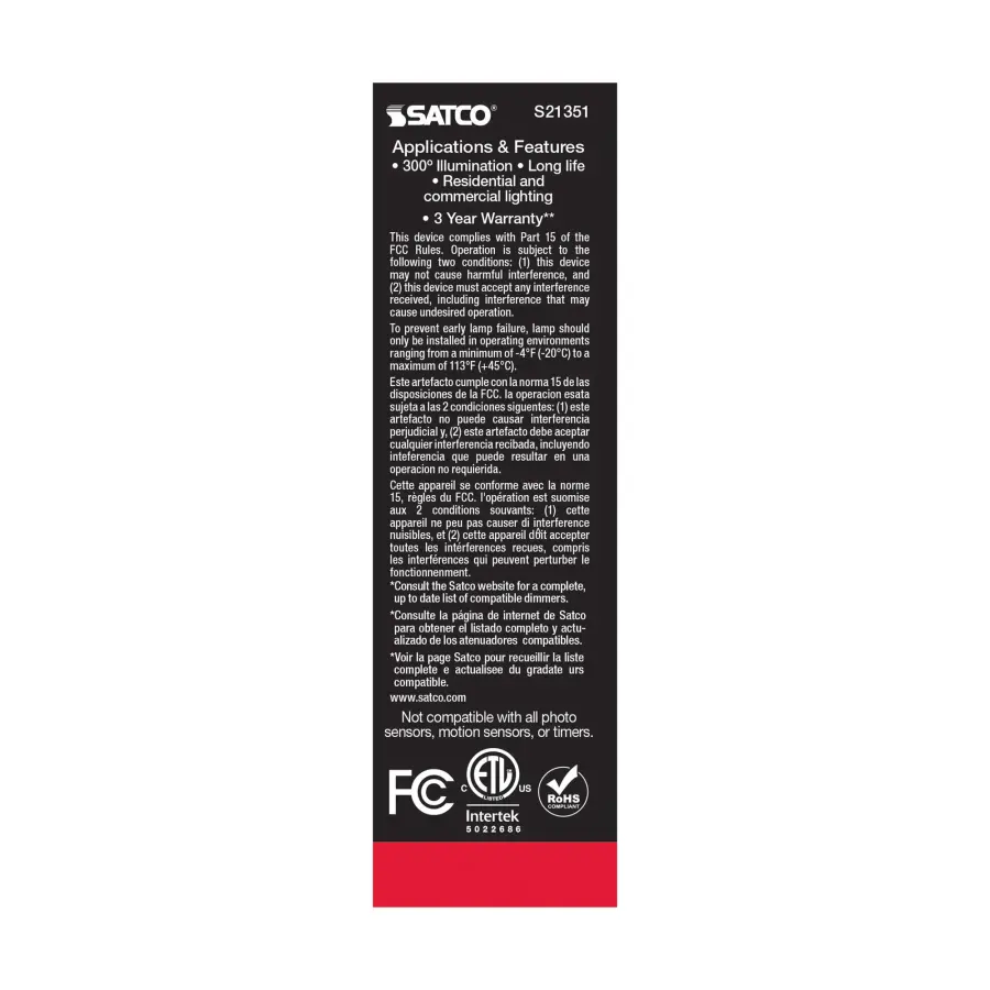 8 Watt T10 LED Filament - Clear - Medium base - 90 CRI - 3000K - 120 Volt - Image 7