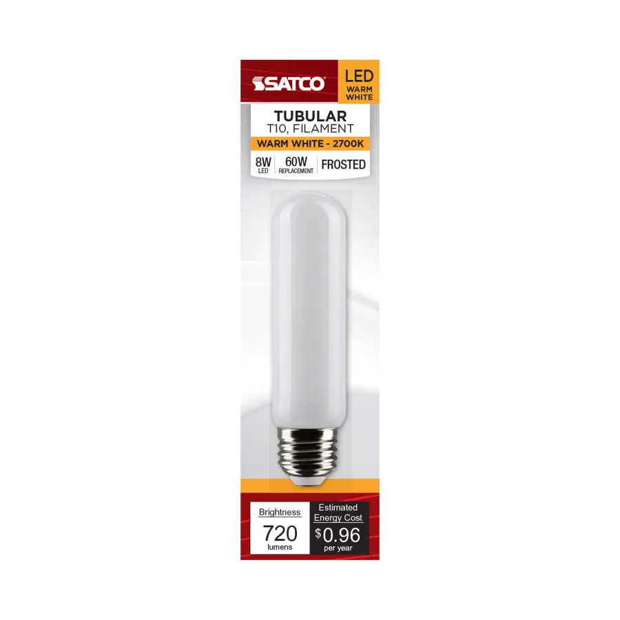 8 Watt T10 LED Filament - Frost - Medium base - 90 CRI - 2700K - 120 Volt - Image 4