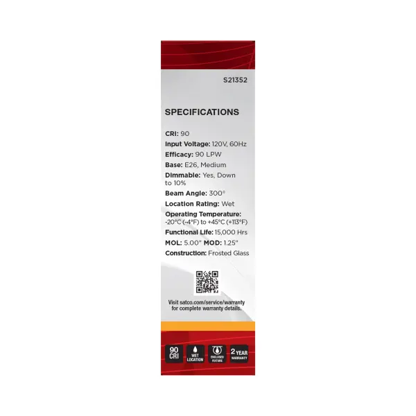 8 Watt T10 LED Filament - Frost - Medium base - 90 CRI - 2700K - 120 Volt - Image 7