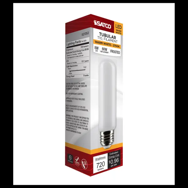 8 Watt T10 LED Filament - Frost - Medium base - 90 CRI - 2700K - 120 Volt - Image 9