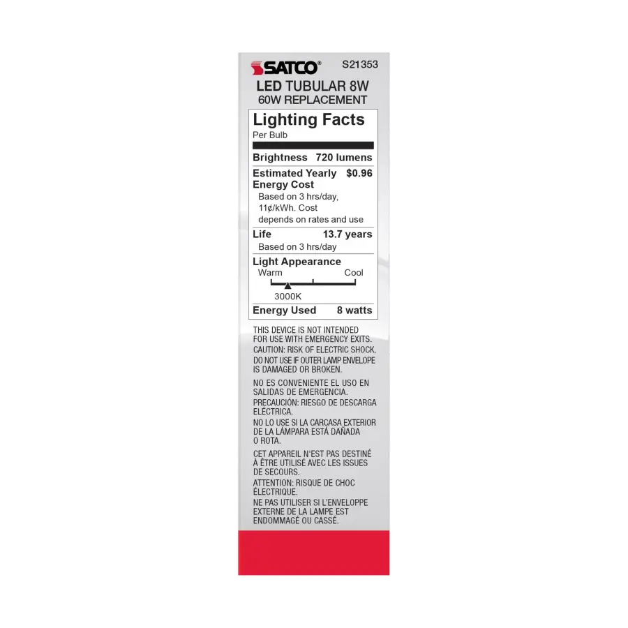 8 Watt T10 LED Filament - Frost - Medium base - 90 CRI - 3000K - 120 Volt - Image 6