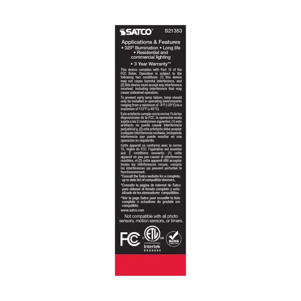 8 Watt T10 LED Filament - Frost - Medium base - 90 CRI - 3000K - 120 Volt - Image 7