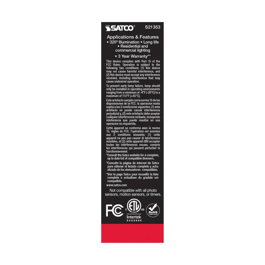 8 Watt T10 LED Filament - Frost - Medium base - 90 CRI - 3000K - 120 Volt - Image 7