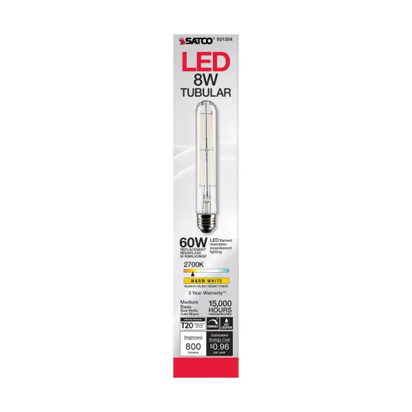 8 Watt T9 LED Filament - Clear - Medium base - 90 CRI - 2700K - 120 Volt - Image 4