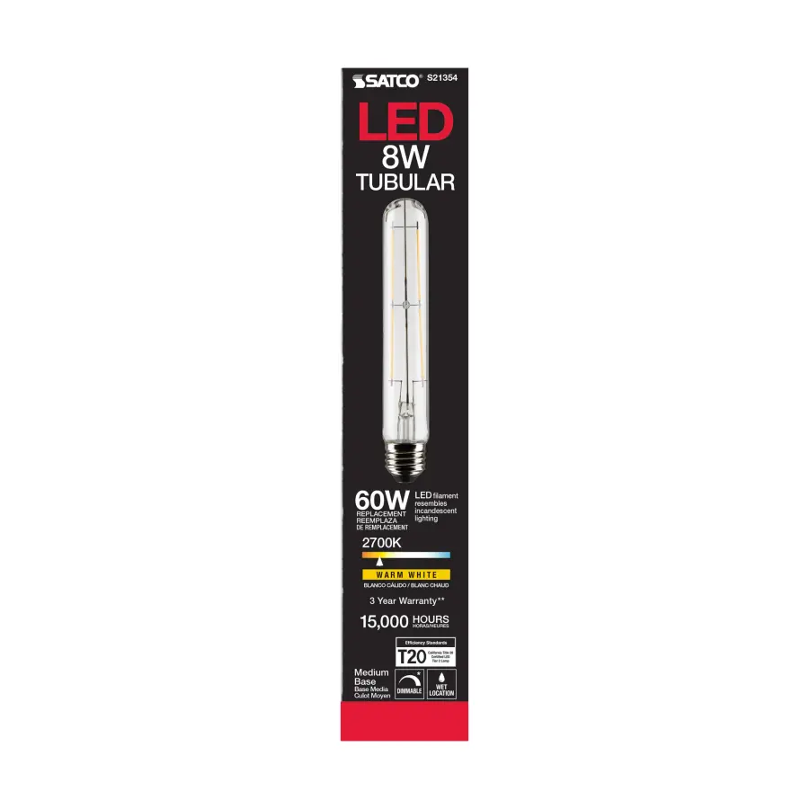 8 Watt T9 LED Filament - Clear - Medium base - 90 CRI - 2700K - 120 Volt - Image 5