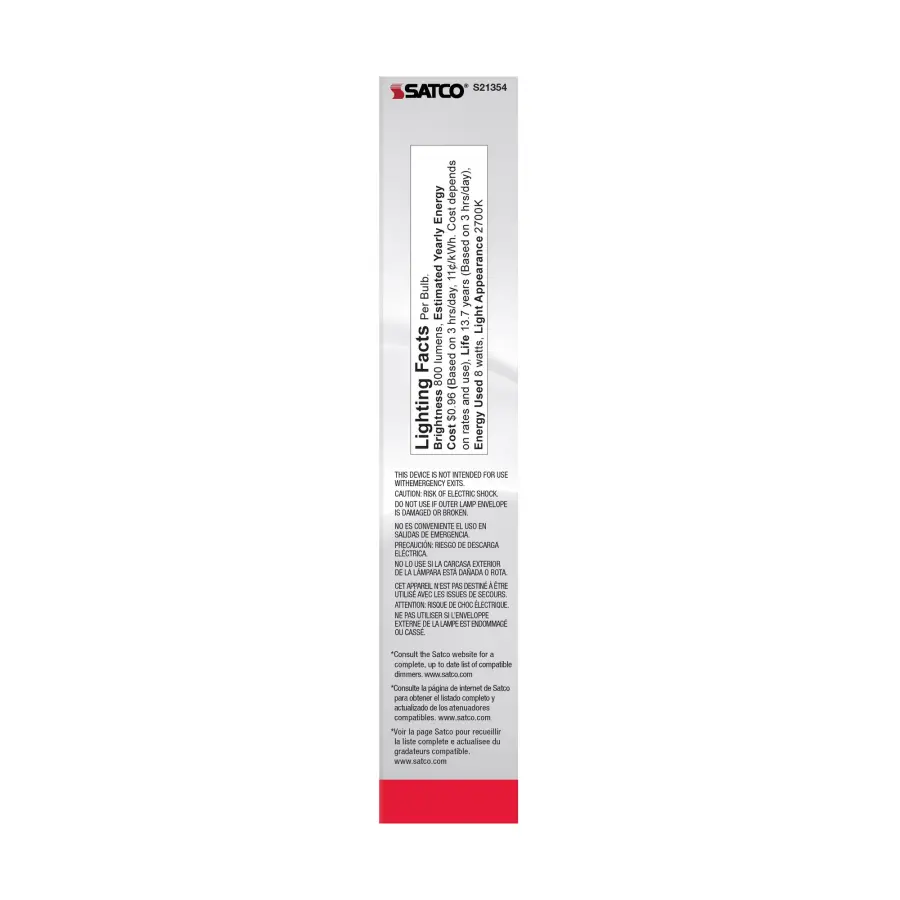 8 Watt T9 LED Filament - Clear - Medium base - 90 CRI - 2700K - 120 Volt - Image 6