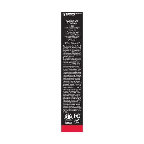 8 Watt T9 LED Filament - Clear - Medium base - 90 CRI - 2700K - 120 Volt - Image 7
