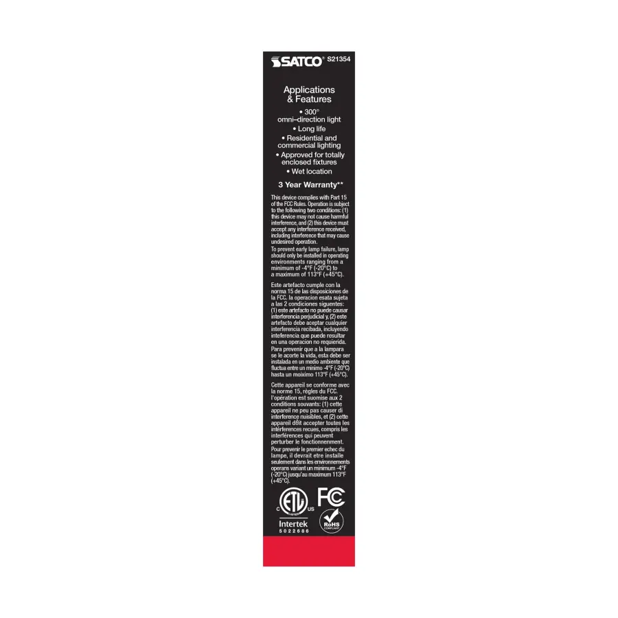8 Watt T9 LED Filament - Clear - Medium base - 90 CRI - 2700K - 120 Volt - Image 7