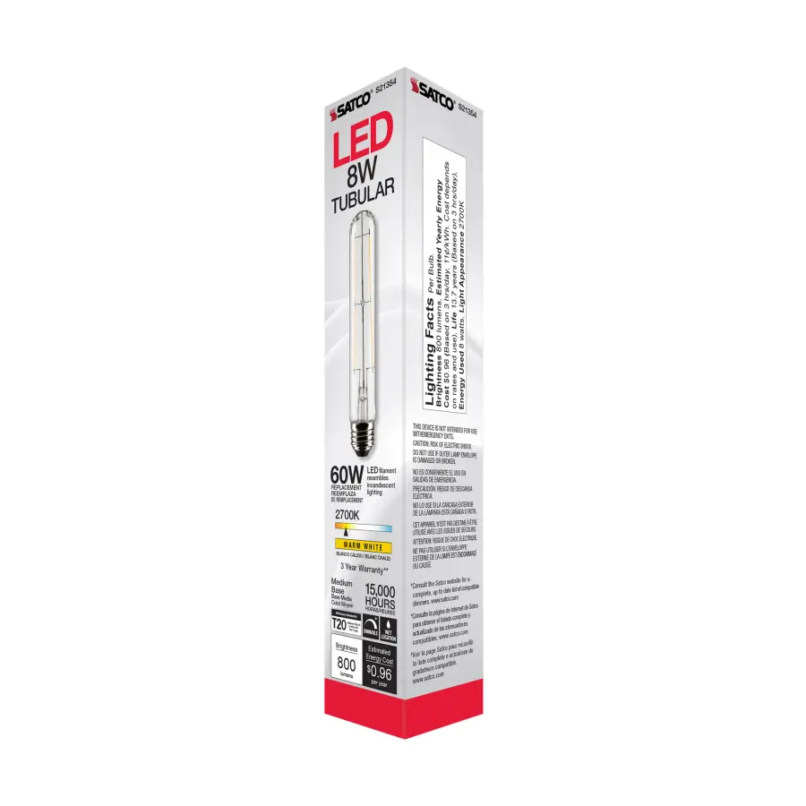 8 Watt T9 LED Filament - Clear - Medium base - 90 CRI - 2700K - 120 Volt - Image 8