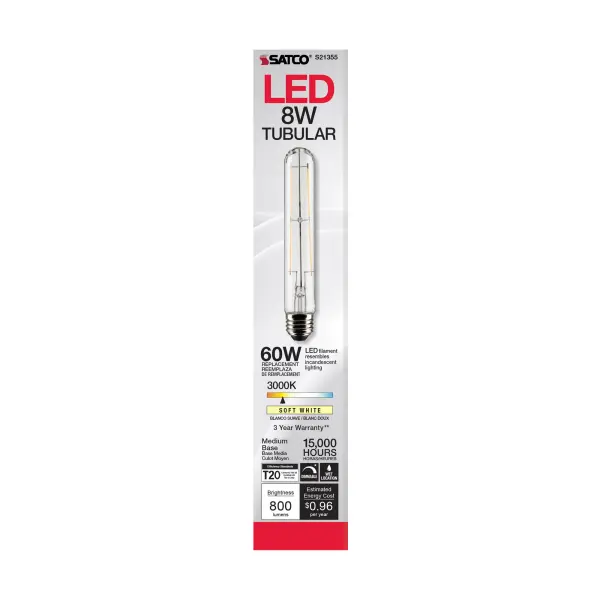 8 Watt T9 LED Filament - Clear - Medium base - 90 CRI - 3000K - 120 Volt - Image 4