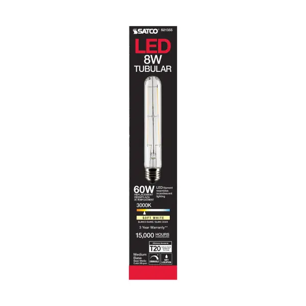 8 Watt T9 LED Filament - Clear - Medium base - 90 CRI - 3000K - 120 Volt - Image 5