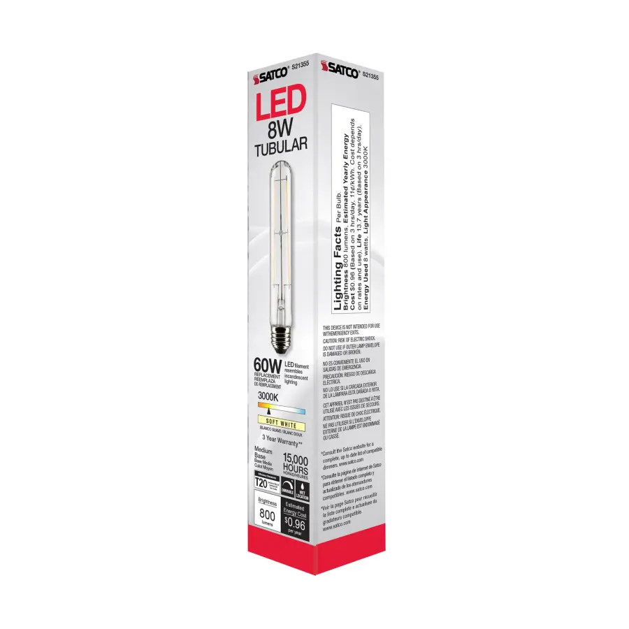 8 Watt T9 LED Filament - Clear - Medium base - 90 CRI - 3000K - 120 Volt - Image 8