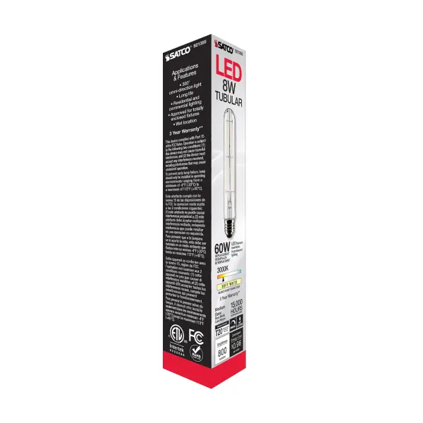 8 Watt T9 LED Filament - Clear - Medium base - 90 CRI - 3000K - 120 Volt - Image 9