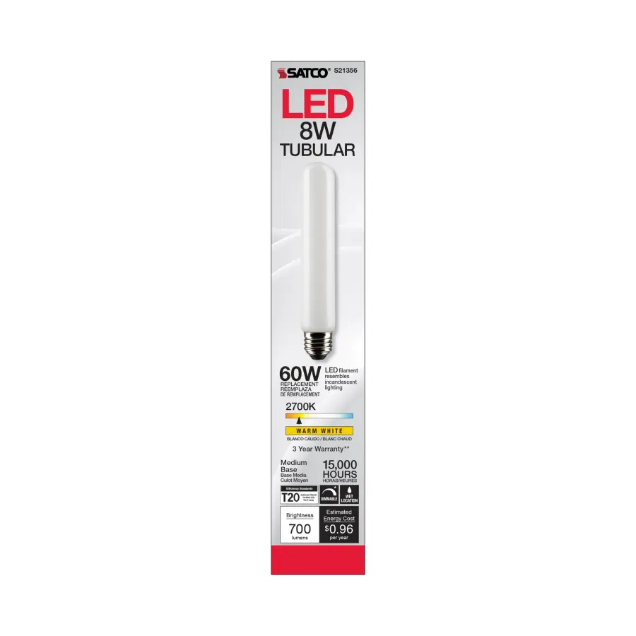 8 Watt T9 LED Filament - Frost - Medium base - 90 CRI - 2700K - 120 Volt - Image 4