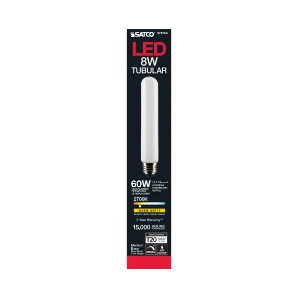 8 Watt T9 LED Filament - Frost - Medium base - 90 CRI - 2700K - 120 Volt - Image 5
